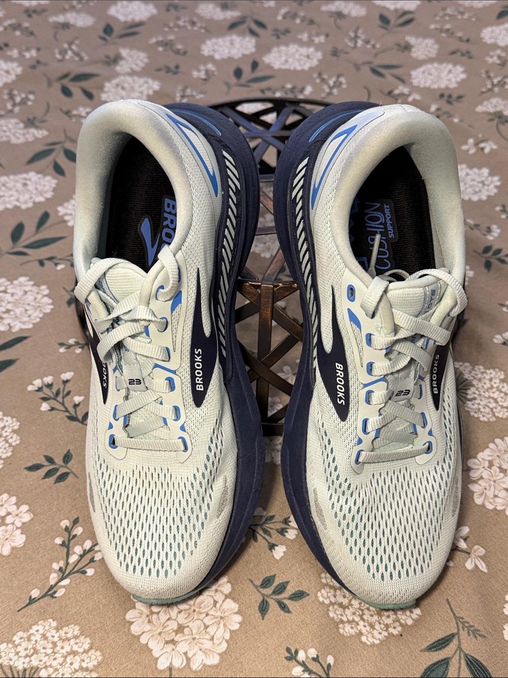 Brooks women’s Adrenaline GTS 23 Running Shoes - Light Blue/Navy Accents - Picture 2 of 9
